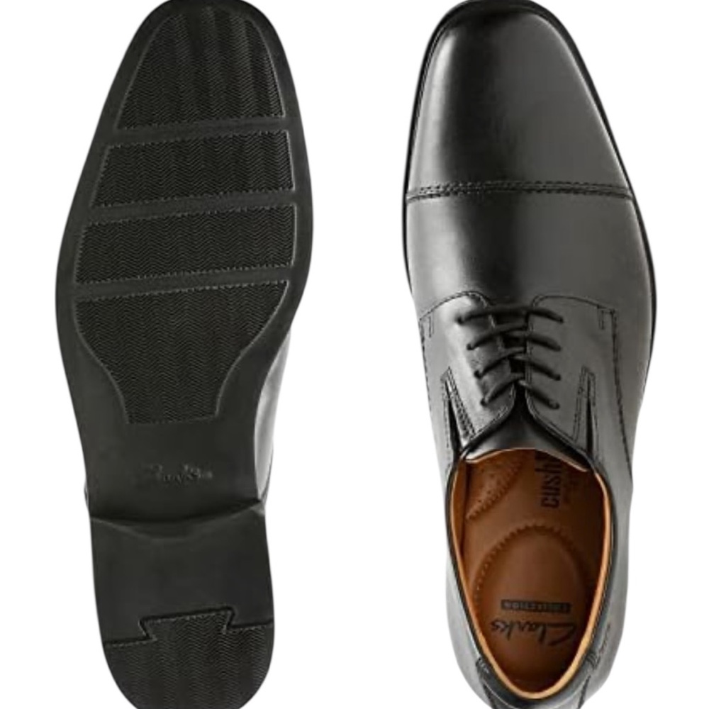 Clarks/Men's Tilden Cap Oxford Dress Shoe/Black Leather/Size: 10 1/2 W - Picture 4 of 14
